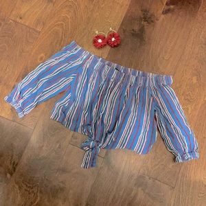 Red, white and blue striped crop top